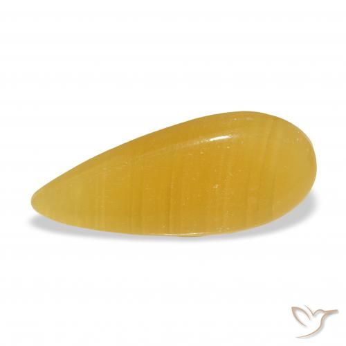 8.33ct Natürlicher Gold-Orange Kalzit, Birnenform, Lichtdurchlässig