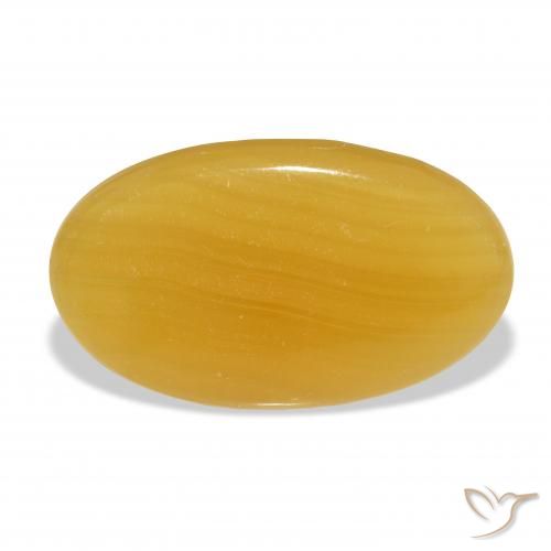 32.11ct Natürlicher Gold-Orange Kalzit, Oval, Lichtdurchlässig