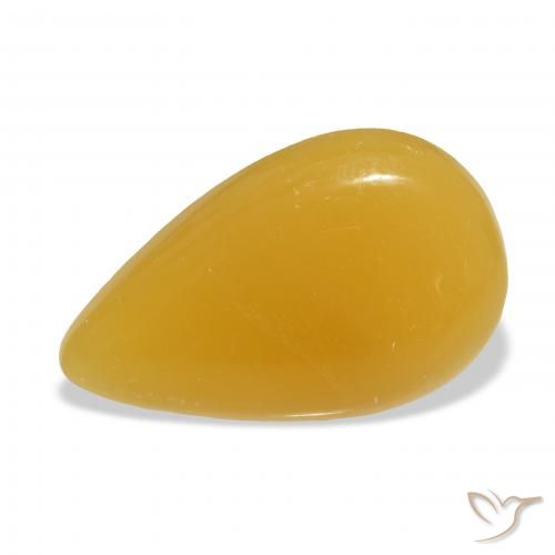 25.69ct Natürlicher Gold-Orange Kalzit, Birnenform, Lichtdurchlässig, Photo A