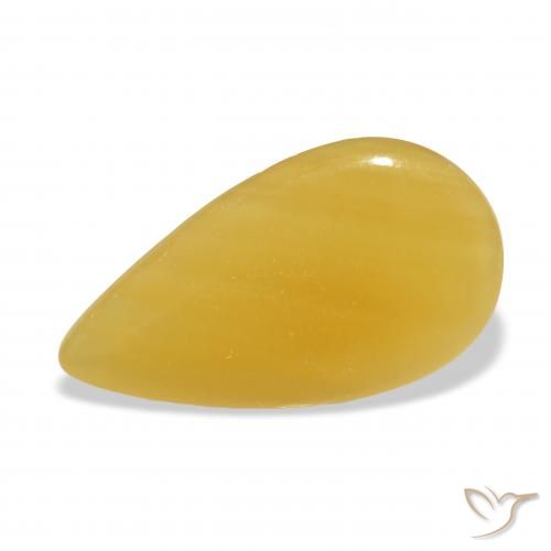 13.24ct Natürlicher Gold-Orange Kalzit, Birnenform, Lichtdurchlässig, Photo A
