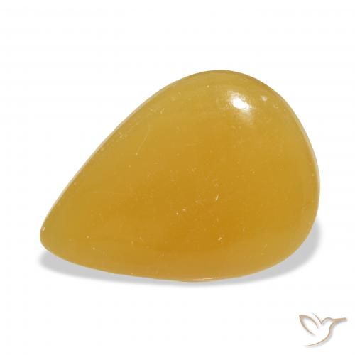 27.87ct Natürlicher Gold-Orange Kalzit, Birnenform, Lichtdurchlässig, Photo A