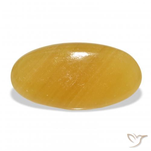 32.34ct Natürlicher Gold-Orange Kalzit, Oval, Lichtdurchlässig, Photo A