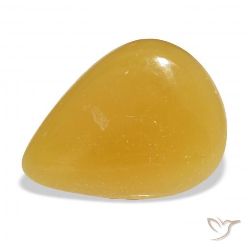 29.16ct Natürlicher Gold-Orange Kalzit, Birnenform, Lichtdurchlässig