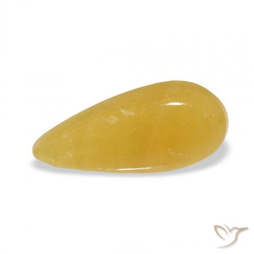 6.42ct Natürlicher Gold-Orange Kalzit, Birnenform, Lichtdurchlässig