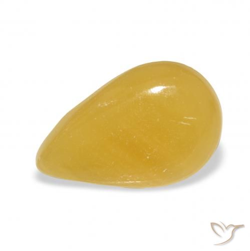 7.28ct Natürlicher Gold-Orange Kalzit, Birnenform, Lichtdurchlässig, Photo A