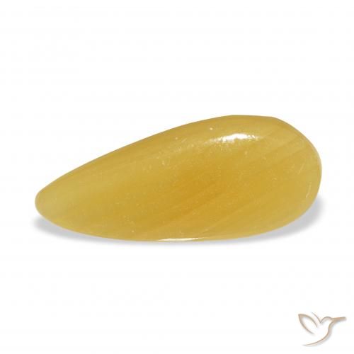7.32ct Natürlicher Gold-Orange Kalzit, Birnenform, Lichtdurchlässig, Photo A