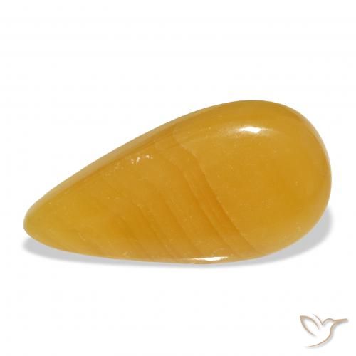 44.58ct Natürlicher Gold-Orange Kalzit, Birnenform, Lichtdurchlässig