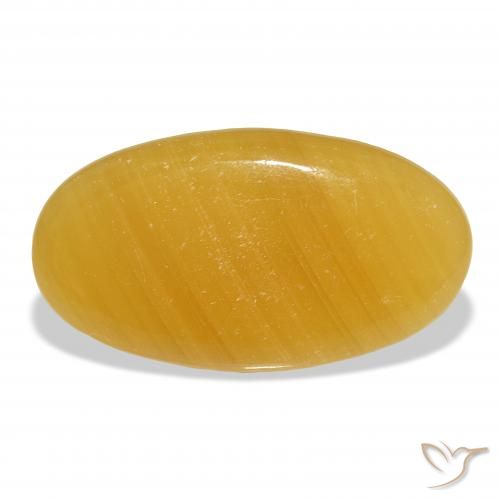 45.38ct Natürlicher Gold-Orange Kalzit, Oval, Lichtdurchlässig, Photo A
