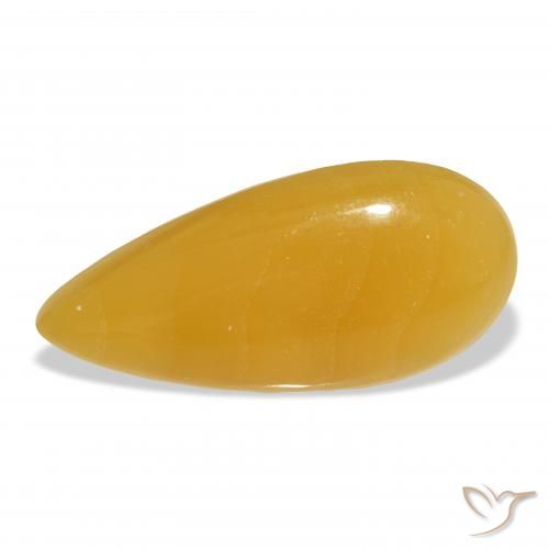 31.92ct Natürlicher Gold-Orange Kalzit, Birnenform, Lichtdurchlässig, Photo A