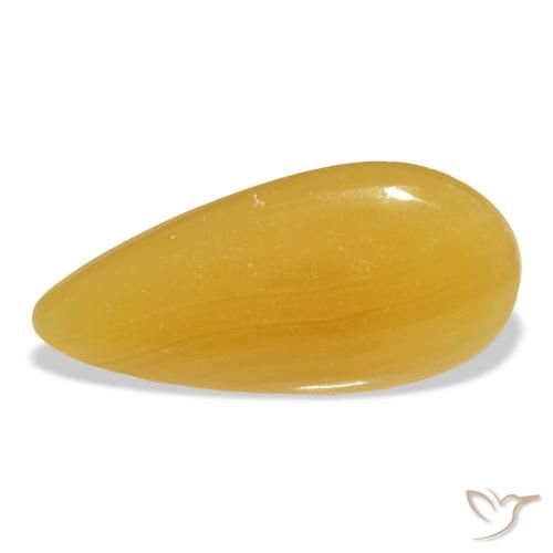 25.95ct Natürlicher Gold-Orange Kalzit, Birnenform, Lichtdurchlässig, Photo A