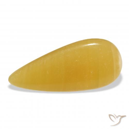 23.53ct Natürlicher Gold-Orange Kalzit, Birnenform, Lichtdurchlässig