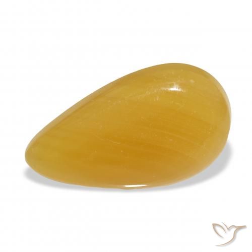 23.92ct Natürlicher Gold-Orange Kalzit, Birnenform, Lichtdurchlässig