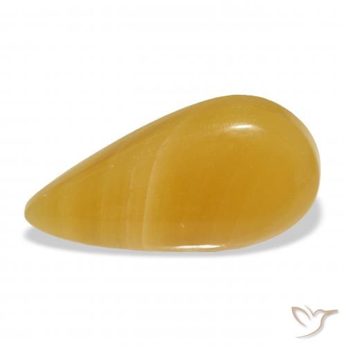 22.75ct Natürlicher Gold-Orange Kalzit, Birnenform, Lichtdurchlässig