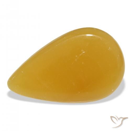 44.94ct Natürlicher Gold-Orange Kalzit, Birnenform, Lichtdurchlässig