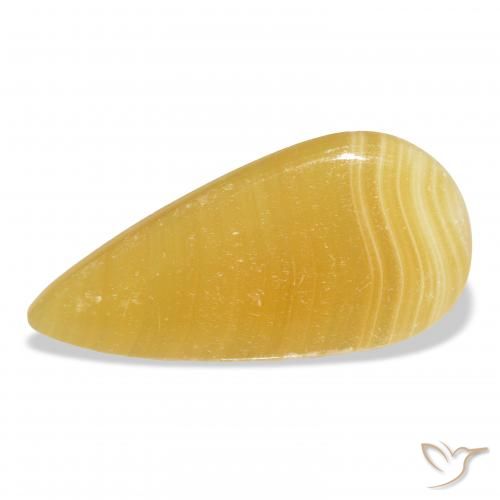24.60ct Natürlicher Gold-Orange Kalzit, Birnenform, Lichtdurchlässig, Photo A