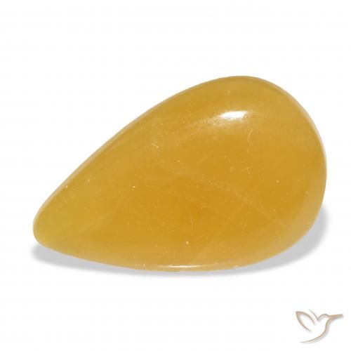 26.71ct Natürlicher Gold-Orange Kalzit, Birnenform, Lichtdurchlässig, Photo A