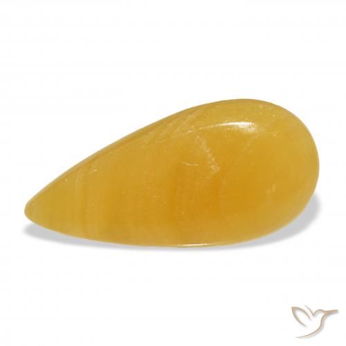 21.10ct Natürlicher Gold-Orange Kalzit, Birnenform, Lichtdurchlässig