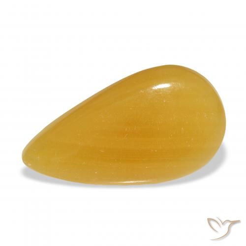 20.22ct Natürlicher Gold-Orange Kalzit, Birnenform, Lichtdurchlässig