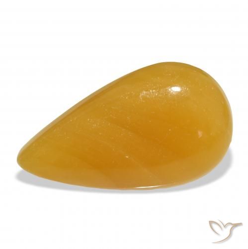 58.56ct Natürlicher Gold-Orange Kalzit, Birnenform, Lichtdurchlässig