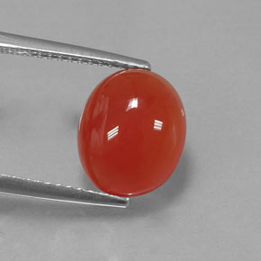3,68 ctw natürlicher orangefarbener Karneol, Oval Schliff, Lichtdurchlässig