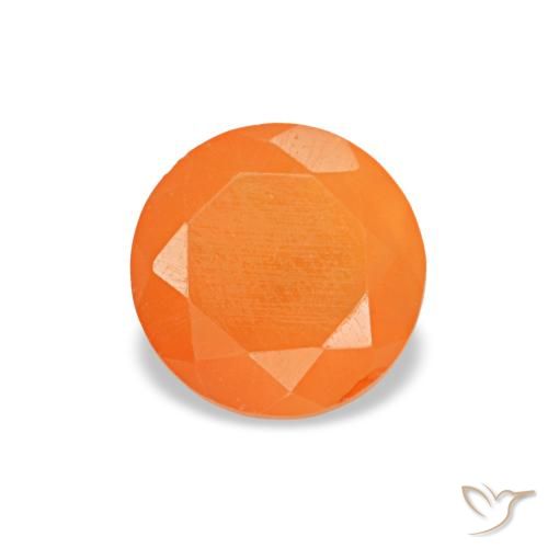 0,41 ctw natürlicher orangefarbener Karneol, Rundschliff, Transparent