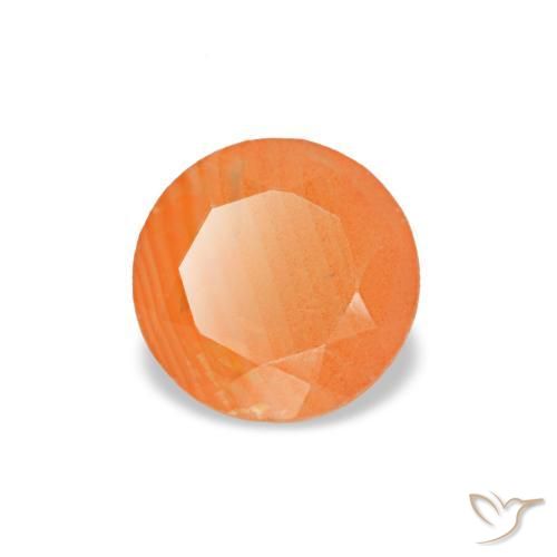 0,38 ctw natürlicher orangefarbener Karneol, Rundschliff, Transparent