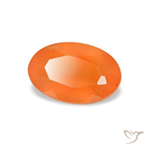 0,44 ctw natürlicher orangefarbener Karneol, Oval Schliff, Transparent