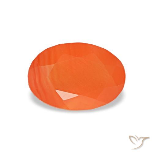 0,44 ctw natürlicher orangefarbener Karneol, Oval Schliff, Transparent