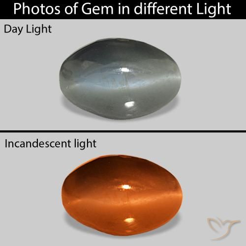 1.00ct Mittelgrau Cat's Eye Alexandrite, Oval, Lichtundurchlässig