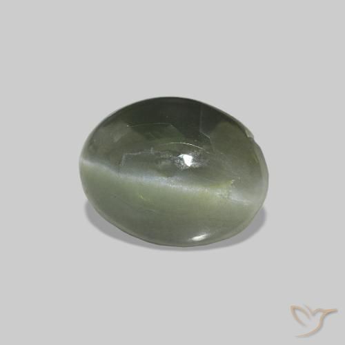 9,17 ctw natürlicher Blasses Waldgrün Cat's Eye Alexandrite, Oval, Lichtundurchlässig