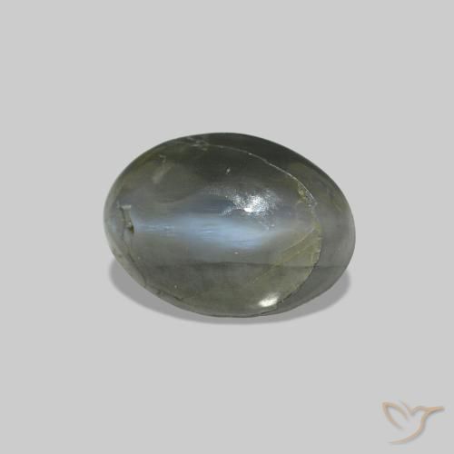 9,17 ctw natürlicher Blassgrünes Grau Cat's Eye Alexandrite, Oval, Lichtundurchlässig