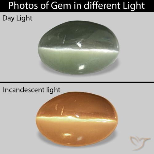 9,17 ctw natürlicher Grau Grün Cat's Eye Alexandrite, Oval, Lichtundurchlässig