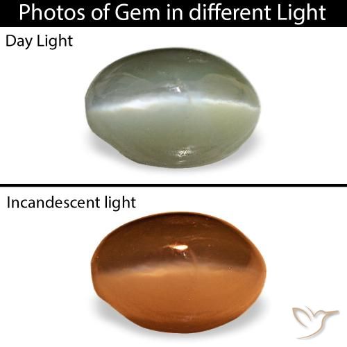 0,59 ctw natürlicher grüner Cat's Eye Alexandrite, Oval Schliff, Lichtundurchlässig