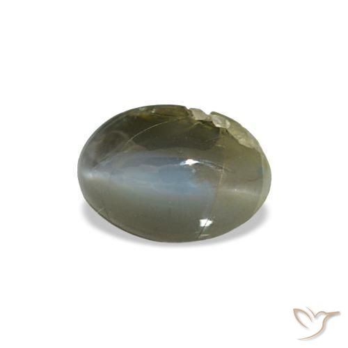 0,51 ctw natürlicher grüner Cat's Eye Alexandrite, Oval Schliff, Lichtundurchlässig