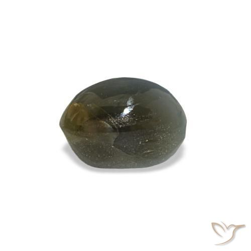 0,52 ctw natürlicher grüner Cat's Eye Alexandrite, Oval Schliff, Lichtundurchlässig