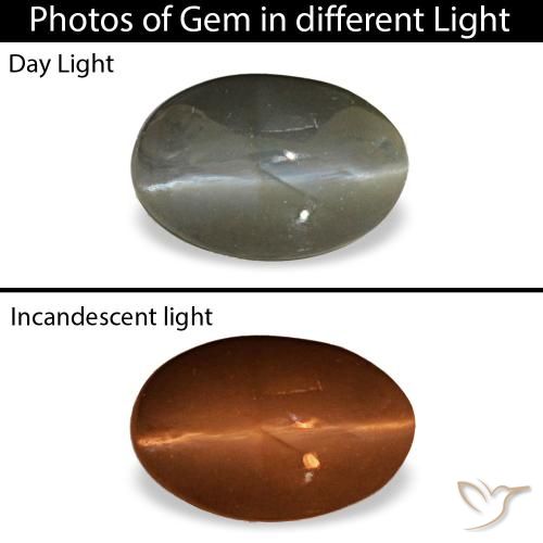 0.47ct Grauer Cat's Eye Alexandrite, Oval, Lichtundurchlässig