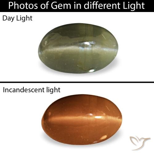 0,34 ctw natürlicher grüner Cat's Eye Alexandrite, Oval Schliff, Lichtundurchlässig