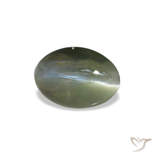 0,38 ctw natürlicher grüner Cat's Eye Alexandrite, Oval Schliff, Lichtundurchlässig