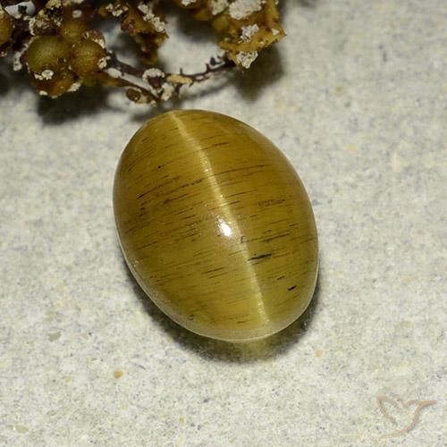 3.56ct Natürlicher gelb-braun Apatit-Katzenauge, Oval, Lichtdurchlässig