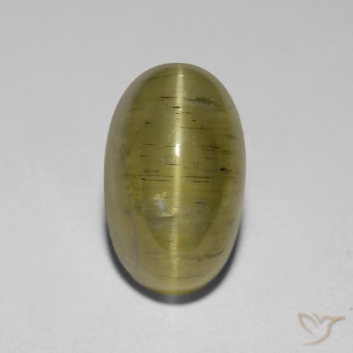 2.95ct Natürlicher Neutrales Gelb Apatit-Katzenauge, Oval, Lichtdurchlässig