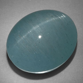 22,18 ctw natürlicher grüner Cat's Eye Aquamarine, Oval Schliff, Lichtdurchlässig