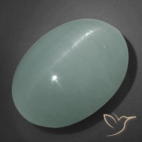 32.10ct Natürlicher hellbläulich-grün Katzenauge Aquamarin, Oval, Lichtdurchlässig