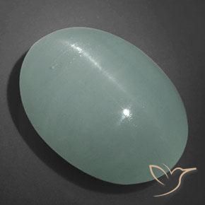 9,17 ctw natürlicher hellbläulich-grün Katzenauge Aquamarin, Oval, Lichtdurchlässig