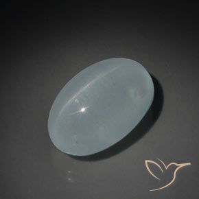 12.94ct Natürlicher Hellgrün-Blau Katzenauge Aquamarin, Oval, Transparent