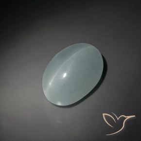19.33ct Natürlicher Blasses Blaugrün Katzenauge Aquamarin, Oval, Transparent