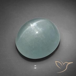 37.51ct Natürlicher hellbläulich-grün Katzenauge Aquamarin, Oval, Lichtdurchlässig