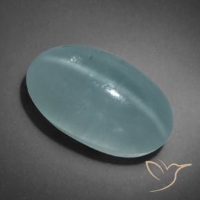 9,17 ctw natürlicher Bläulich-grün Katzenauge Aquamarin, Oval, Lichtdurchlässig