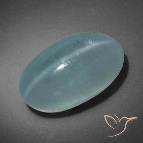 9,17 ctw natürlicher Bläulich-grün Katzenauge Aquamarin, Oval, Lichtdurchlässig