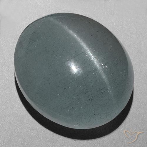 43.72ct Natürlicher Graublaues Grün Katzenauge Aquamarin, Oval, Lichtdurchlässig
