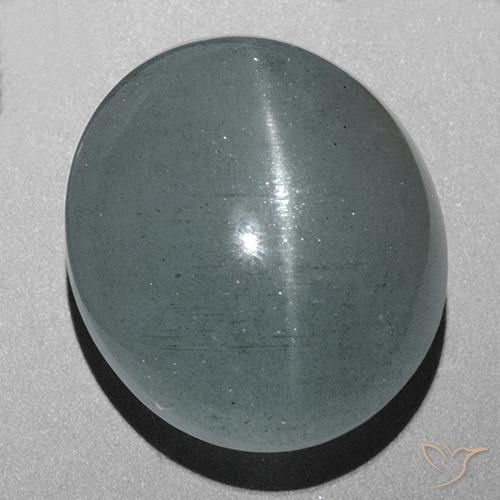 9,17 ctw natürlicher Graublaues Grün Katzenauge Aquamarin, Oval, Lichtdurchlässig